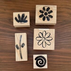 Stampin' Up! Floral and Swirl Wooden Stamp Set - Black on Natural Wood